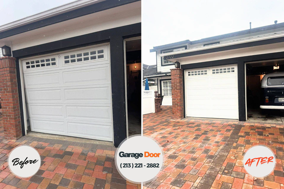 Before and after: garage door repair Edna, TX